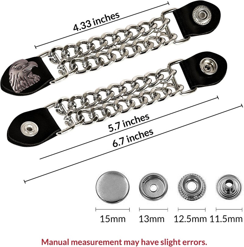 Mirthcos Motorcycle Vest Extenders for Men & Women - 4 PCS Leather Vest Extensions for Biker - Durable Double Chrome Chains - Image 3